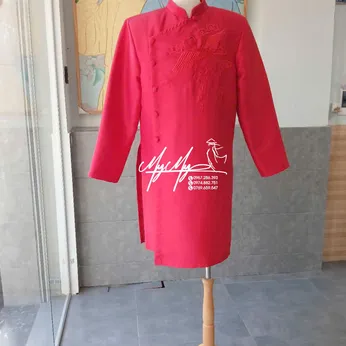 ÁO DÀI CHÚ RỂ ĐỎ THÊU PHƯỢNG HOÀNG