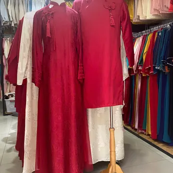 ÁO DÀI CƯỚI CẶP ĐỎ LAN HỒ ĐIỆP