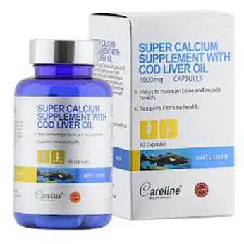 Careline Super Calcium Supplement With Cod Liver Oil 1000Mg - Dầu gan cá giàu omega 3 và bổ sung Calci