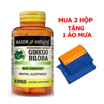Ginkgo Biloba Mason Hộp 60 viên - Tăng cường tuần hoàn não, giảm thiểu triệu chứng đau đầu