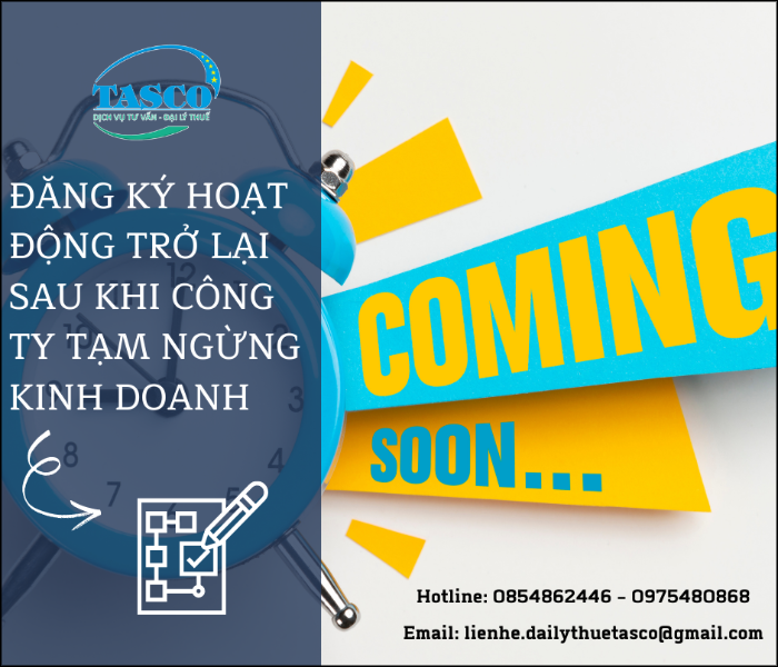 Đăng ký hoạt động trở lại sau khi công ty tạm ngừng kinh doanh