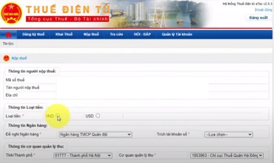 Bước 4: Điền tờ khai thông tin nộp thuế môn bài 2024 Điền tờ khai thông tin nộp thuế môn bài 2024