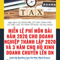 MIỄN LỆ PHÍ MÔN BÀI CHO DOANH NGHIỆP MỚI NĂM 2020 (1)