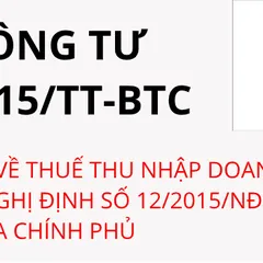 THÔNG TƯ 96/2015/TT-BTC VỀ THUẾ TNDN