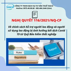 Nghị quyết số 116/2021/NQ-CP về chính sách hỗ trợ người lao động và người sử dụng lao động từ Quỹ bảo hiểm thất nghiệp.