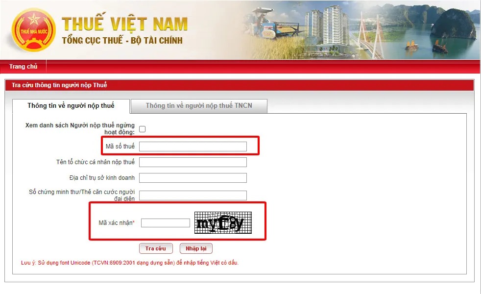 Điền mã số thuế của doanh nghiệp cần tra cứu Điền mã số thuế của doanh nghiệp cần tra cứu