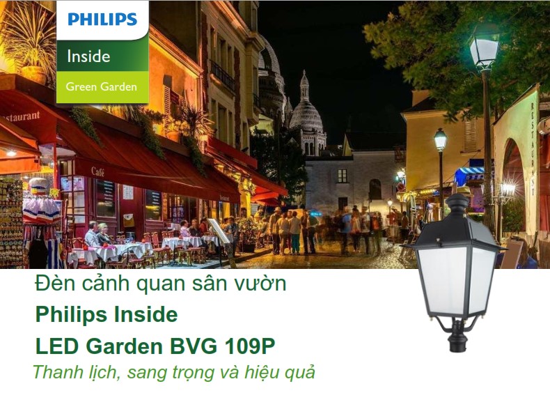 Đèn LED chiếu sáng đường phố cảnh quan sân vườn Philips Inside BVG 109P Đèn LED chiếu sáng đường phố cảnh quan sân vườn Philips Inside BVG 109P