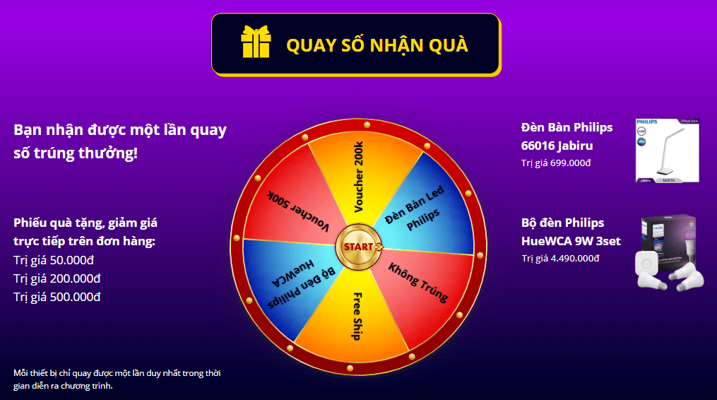 Chương trình khuyến mãi quay số nhận quà
