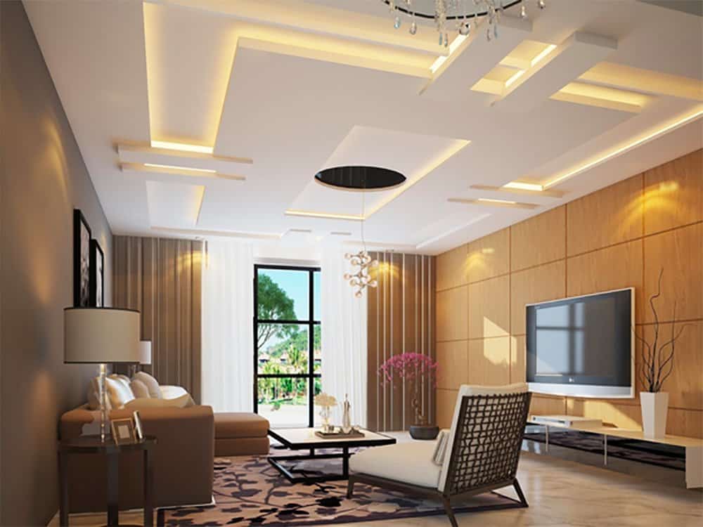 Chiếu sáng bóng đèn LED trần thạch cao phòng khách - Sự pha trộn giữa ánh sáng bóng đèn LED và trần thạch cao phòng khách đã tạo nên một không gian tiện nghi và đẳng cấp. Ánh sáng tinh tế và mềm mại như một giọt nước cho phòng khách của bạn thêm phần hiện đại, sang trọng và tạo ra không gian sống ấn tượng, độc đáo chỉ có một.