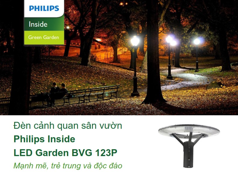 Đèn LED chiếu sáng đường phố cảnh quan sân vườn Philips Inside BVG 123P Đèn LED chiếu sáng đường phố cảnh quan sân vườn Philips Inside BVG 123P