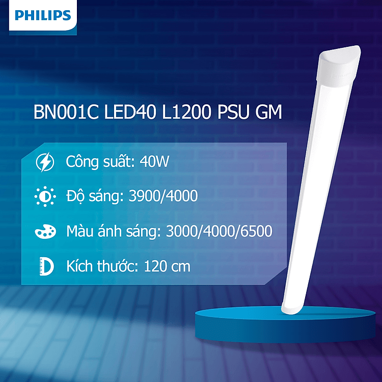 Máng đèn Led Bán Nguyệt Philips BN001C LED40/20 CW/NW L1200 Máng đèn Led Bán Nguyệt Philips BN001C LED40/20 CW/NW L1200