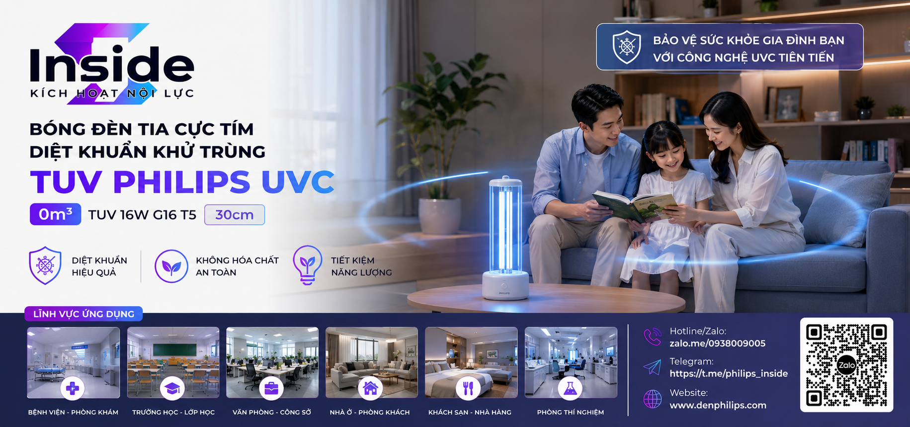 Không gian sống tinh khiết với Philips UVC TUV 8W G8 T5