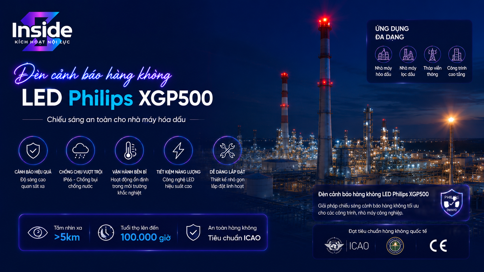 Ứng dụng Đèn Cánh Báo Hàng Không LED Philips XGP500