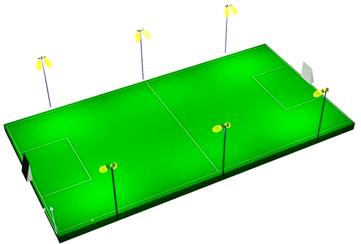 Bố trí bộ đèn pha LED ngoài trời Philips dành cho sân bóng đá Bố trí bộ đèn pha LED ngoài trời Philips dành cho sân bóng đá