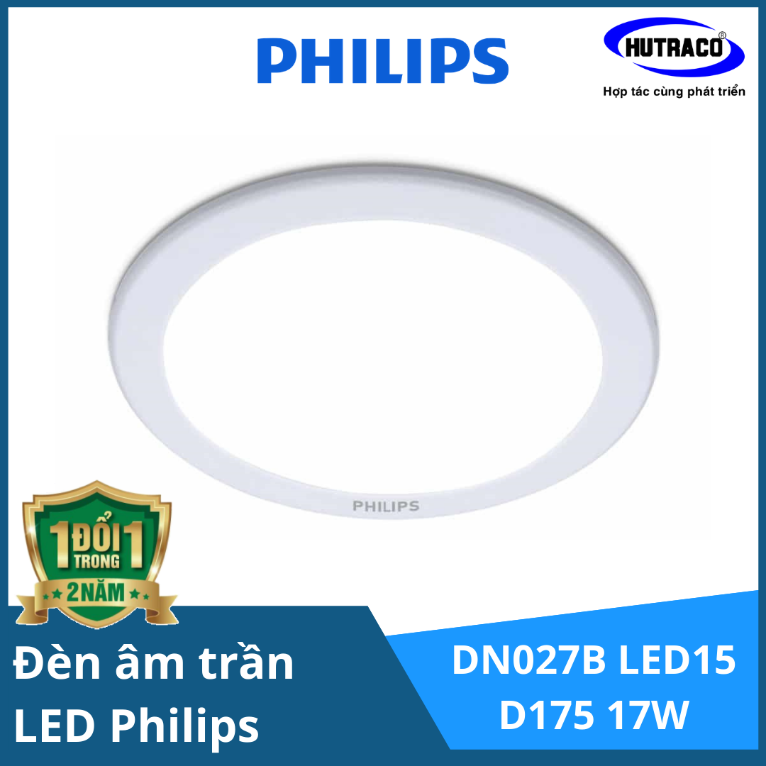 Bộ đèn downlight âm trần LED Philips DN027B LED15 D175 RD 17W