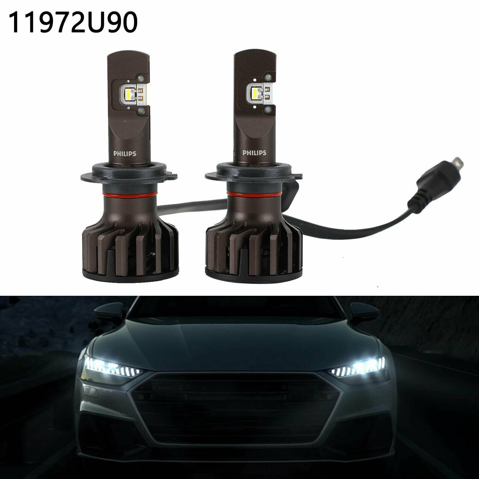 Bóng đèn pha LED Philips H11 Pro 9000 LED 11362 U90 CW X2 tăng sáng 250% cho xe hơi xe ô tô