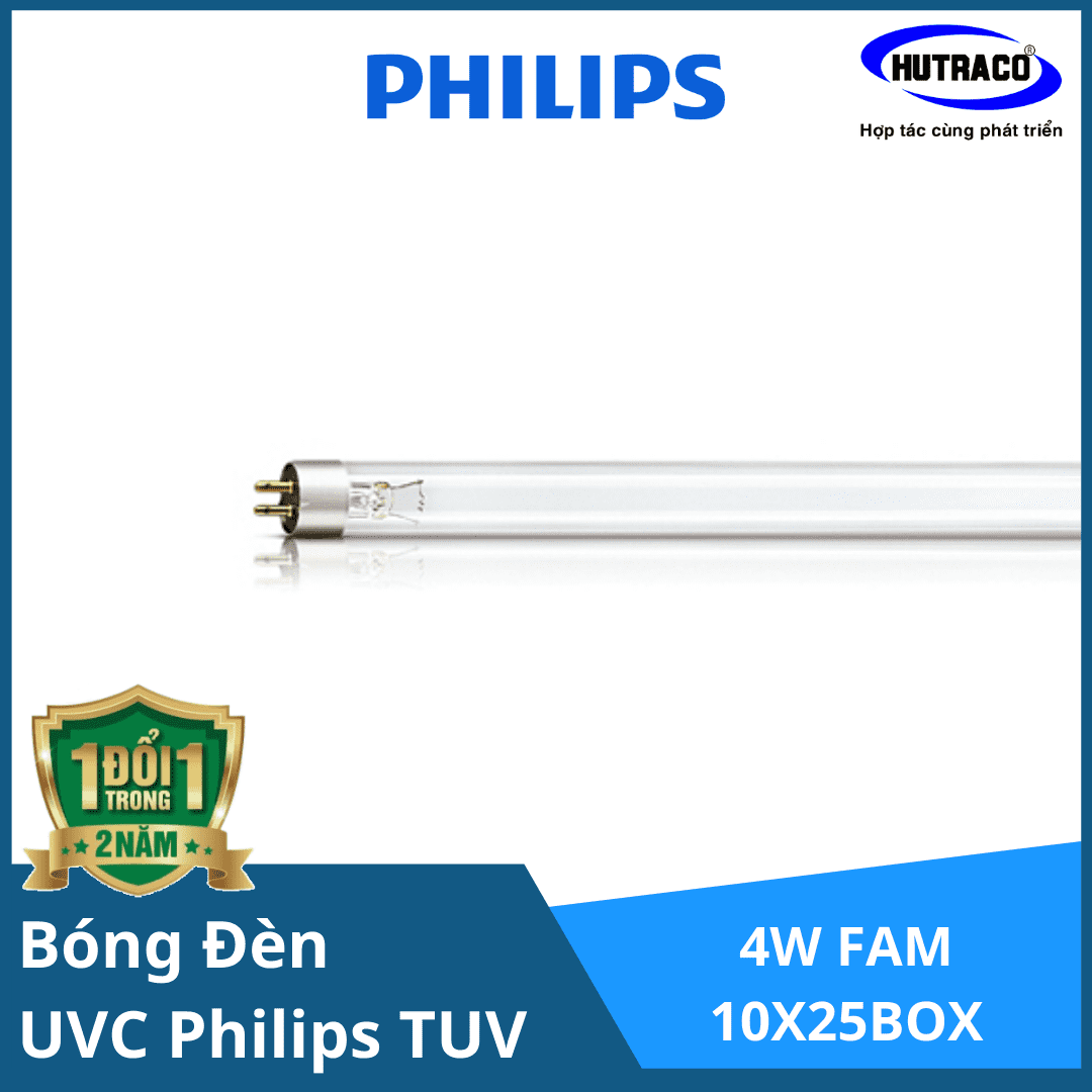 Bóng đèn tia cực tim diệt khuẩn khử trùng UVC  Philips TUV 4W FAM/10X25BOX