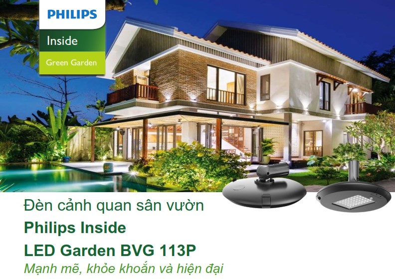 Đèn LED chiếu sáng đường phố cảnh quan sân vườn Philips Inside BVG 113P Đèn LED chiếu sáng đường phố cảnh quan sân vườn Philips Inside BVG 113P