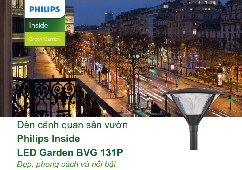Đèn LED chiếu sáng đường phố cảnh quan sân vườn Philips Inside BVG 131P Đèn LED chiếu sáng đường phố cảnh quan sân vườn Philips Inside BVG 131P