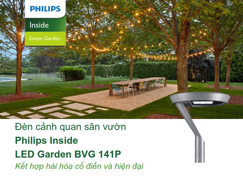 Đèn LED chiếu sáng đường phố cảnh quan sân vườn Philips Inside BVG 141P Đèn LED chiếu sáng đường phố cảnh quan sân vườn Philips Inside BVG 141P