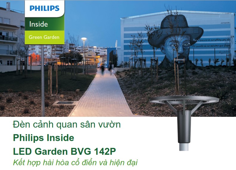 Đèn LED chiếu sáng đường phố cảnh quan sân vườn Philips Inside BVG 142P Đèn LED chiếu sáng đường phố cảnh quan sân vườn Philips Inside BVG 142P