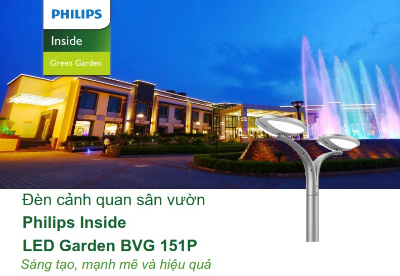 Đèn LED chiếu sáng đường phố cảnh quan sân vườn Philips Inside BVG 151P Đèn LED chiếu sáng đường phố cảnh quan sân vườn Philips Inside BVG 151P