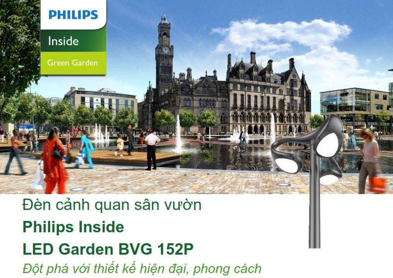 Đèn LED chiếu sáng đường phố cảnh quan sân vườn Philips Inside BVG 152P Đèn LED chiếu sáng đường phố cảnh quan sân vườn Philips Inside BVG 152P