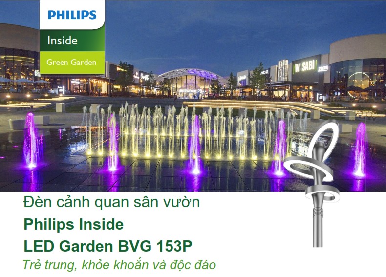 Đèn LED chiếu sáng đường phố cảnh quan sân vườn Philips Inside BVG 153P Đèn LED chiếu sáng đường phố cảnh quan sân vườn Philips Inside BVG 153P