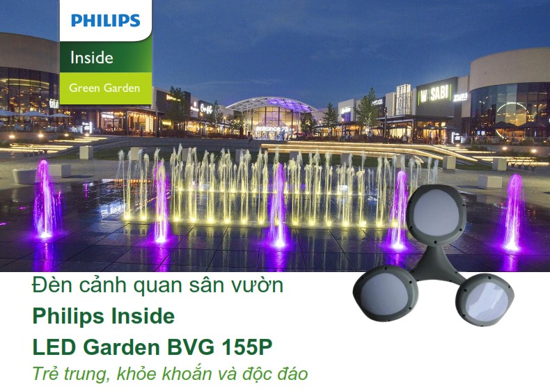Đèn LED chiếu sáng đường phố cảnh quan sân vườn Philips Inside BVG 155P Đèn LED chiếu sáng đường phố cảnh quan sân vườn Philips Inside BVG 155P