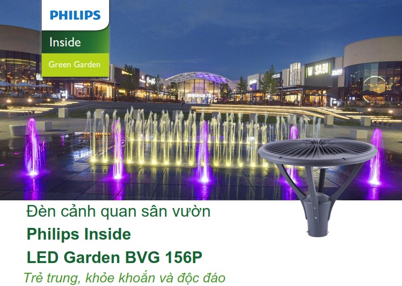 Đèn LED chiếu sáng đường phố cảnh quan sân vườn Philips Inside BVG 156P Đèn LED chiếu sáng đường phố cảnh quan sân vườn Philips Inside BVG 156P