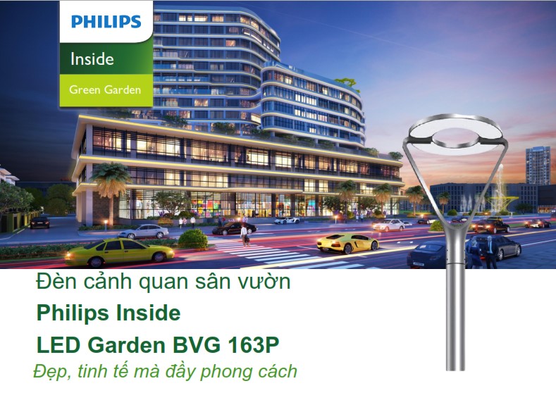 Đèn LED chiếu sáng đường phố cảnh quan sân vườn Philips Inside BVG 163P Đèn LED chiếu sáng đường phố cảnh quan sân vườn Philips Inside BVG 163P