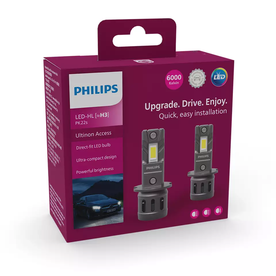 Hộp 2 Bóng đèn pha xe hơi ô tô Philips Ultinon Access H3 LED 11336 U2500 12V 13W X2 6000K 1400lm Hộp 2 Bóng đèn pha xe hơi ô tô Philips Ultinon Access H3 LED 11336 U2500 12V 13W X2 6000K 1400lm