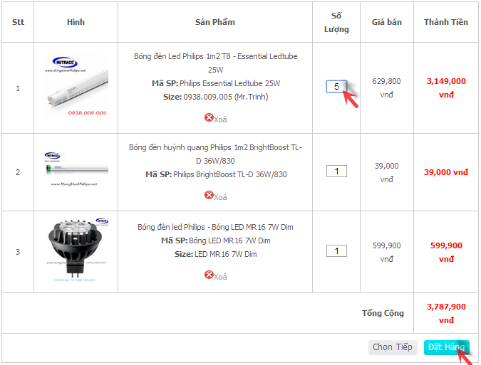 Đặt mua hàng bóng đèn Philips Đặt mua hàng bóng đèn Philips