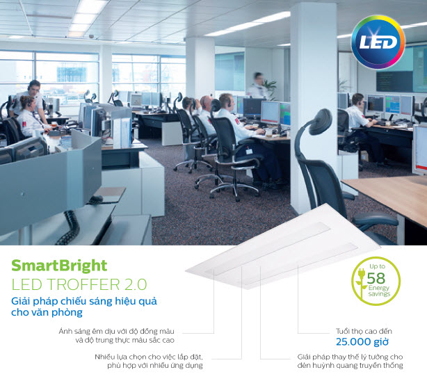 Máng đèn âm trần Led Panel Philips SmartBright 2.0 troffer RC098V LED22S /865 W300L1200 GM Máng đèn âm trần Led Panel Philips SmartBright 2.0 troffer RC098V LED22S /865 W300L1200 GM
