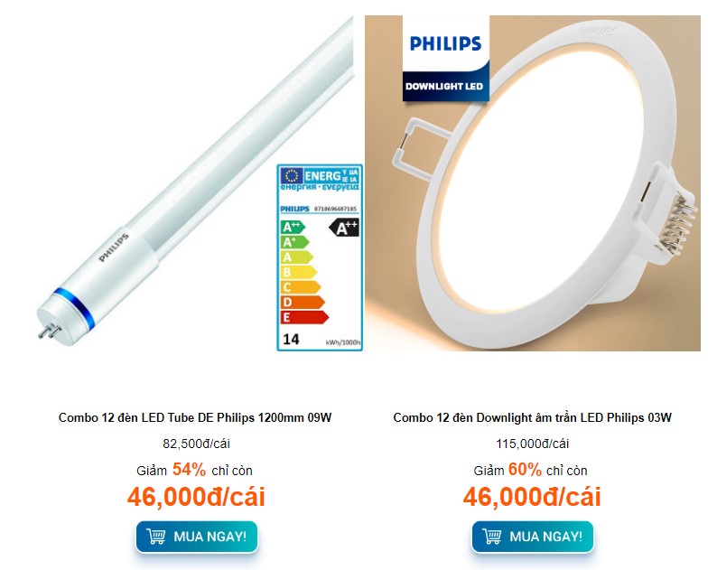 Chương trình khuyến mãi đèn Led Philips đồng giá 46K Chương trình khuyến mãi đèn Led Philips đồng giá 46K