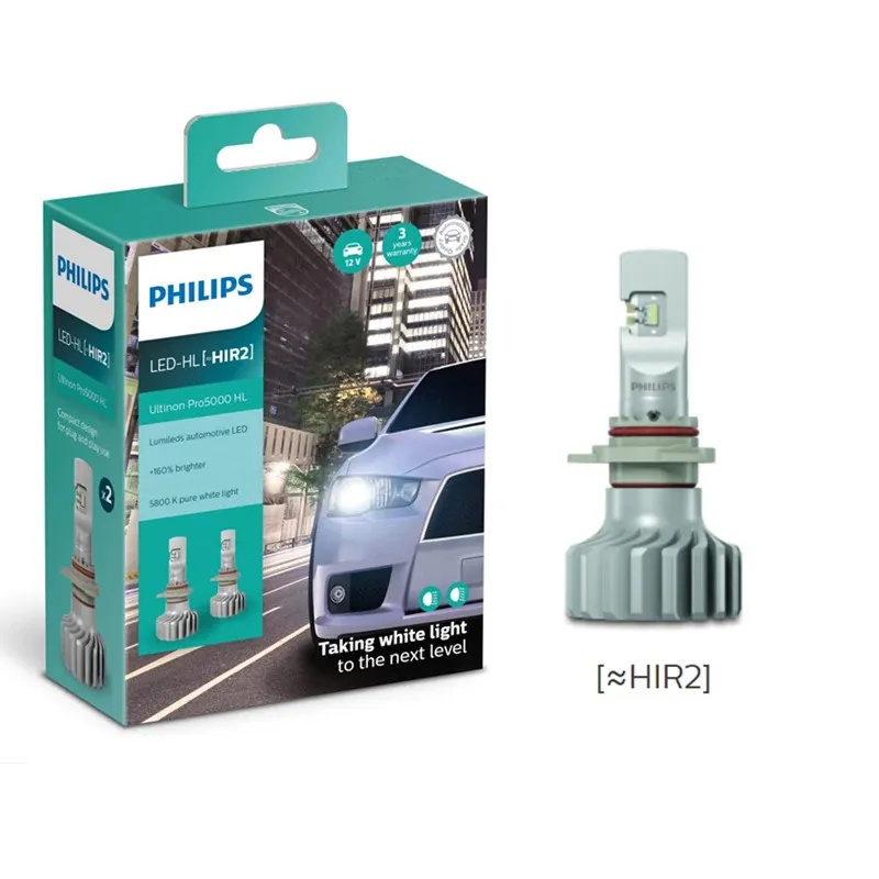 Hộp 2 Bóng đèn pha xe hơi ô tô Philips Pro 5000 LED HIR2 11012 U50 CW X2 12V-24V-5800K tăng sáng 160%