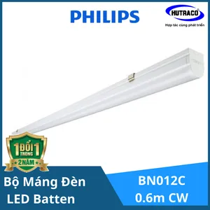 Combo 10 Bộ máng đèn LED Batten T8 Philips BN012C LED10/CW L600 TH G2 0.6m