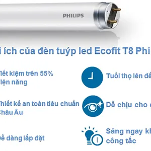 Combo 10 Bóng đèn Led túyp 1m2 Philips EcoFit LEDtube 18W/765 T8