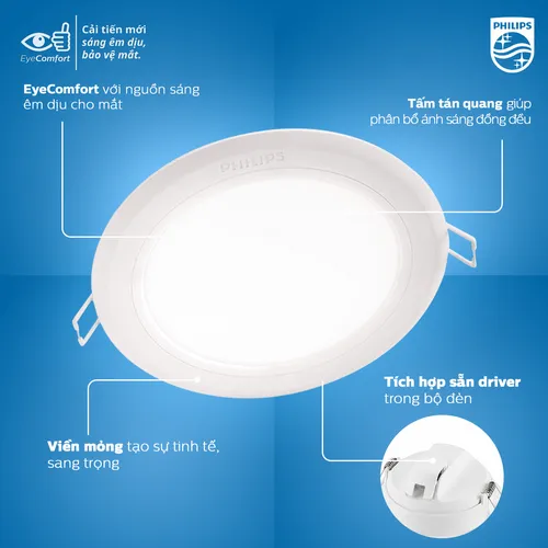 Bộ đèn downlight âm trần LED Philips Menson 59464 13W D125 EyeComfort ánh sáng êm dịu bảo vệ đôi mắt sáng gia đình bạn