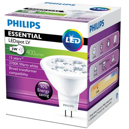 Bóng đèn chiếu điểm Spotlight  Philips Essential LED 5-50W 2700K MR16 24D