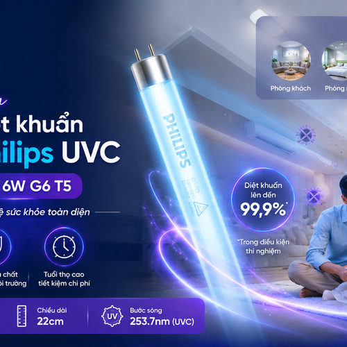 ✨ Khám phá Bóng đèn UVC Philips TUV 6W: Giải pháp diệt khuẩn tia cực tím tinh tế cho không gian sống