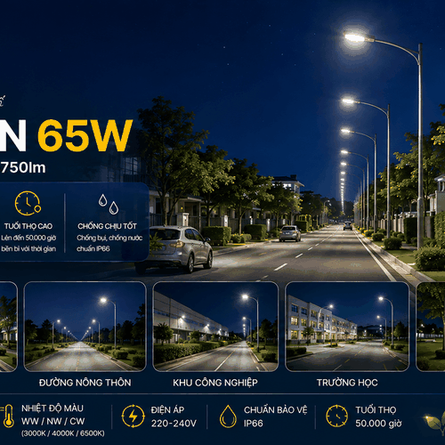 Đèn Led Chiếu Sáng Đường Phố CTL381CMN 50W LED75 WW/NW/CW 220-240V 7500lm