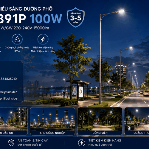 [PHILIPS INSIDE] Đèn LED Chiếu Sáng Đường Phố CITILIGHT CTL391P 100W LED150 WW/NW/CW 220-240V 15000LM