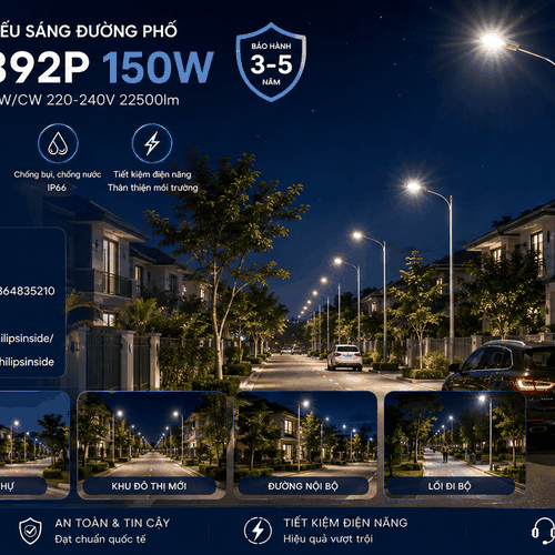 [PHILIPS INSIDE] Đèn LED Chiếu Sáng Đường Phố CITILIGHT CTL392P 150W LED225 WW/NW/CW 220-240V 22500LM