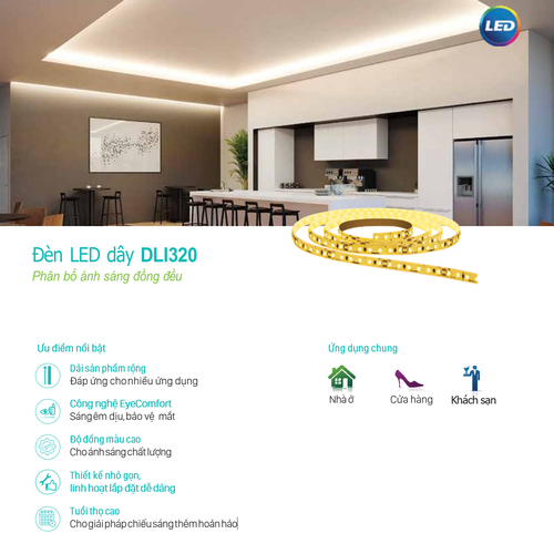 Biến không gian khách sạn của bạn thành kiệt tác ánh sáng với Đèn trang trí LED dây Philips DLI320 5M