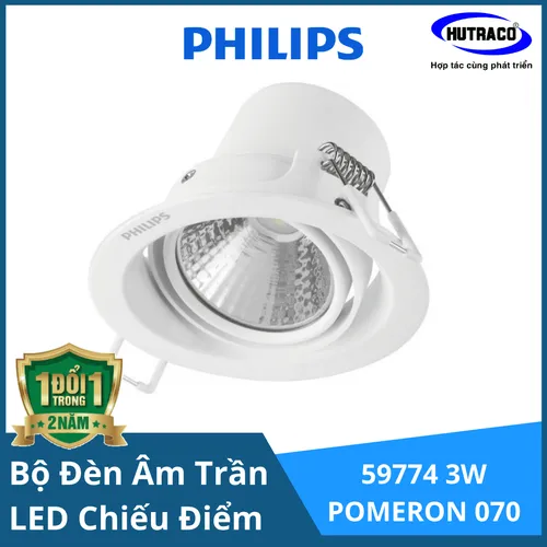 2 Bộ đèn downlight âm trần chiếu điểm LED Philips 59774 POMERON 070 3W