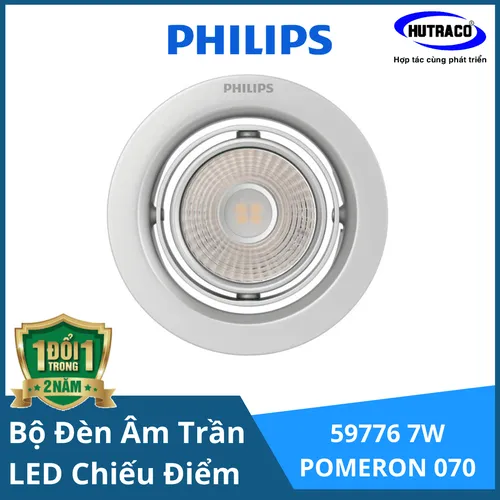 Bộ đèn downlight âm trần chiếu điểm LED Philips 59776 POMERON 070 7W SI Bạc