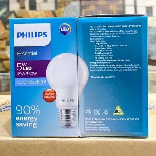 Combo 12 Bóng đèn Led Bulb Philips 5W E27 6500K 230V A60 APR ánh sáng trắng