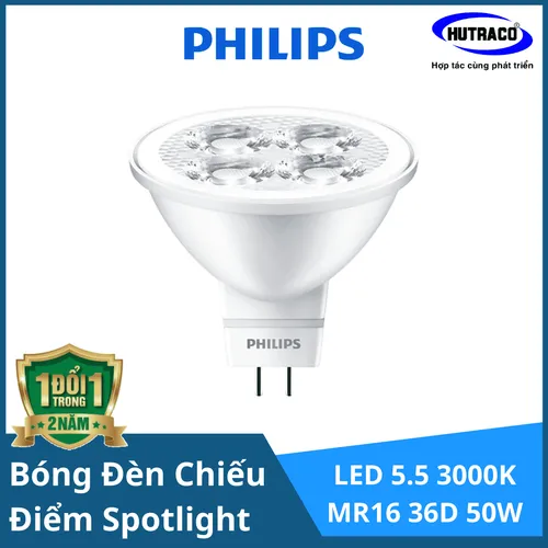Bóng đèn chiếu điểm Spotlight  Philips Essential LED 5 50W 2700K MR16 24D