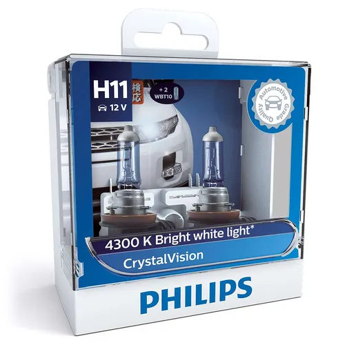  H11/WBT10 12362-Bóng đèn xe hơi/ xe ô tô Halogen Philips CRYSTAL VISION H11/WBT10 12362 CV 12V 55W ánh sáng 4300K